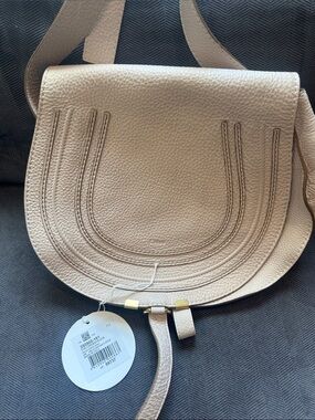 Chloe Marcie Leather Saddle Bag in Abstract White